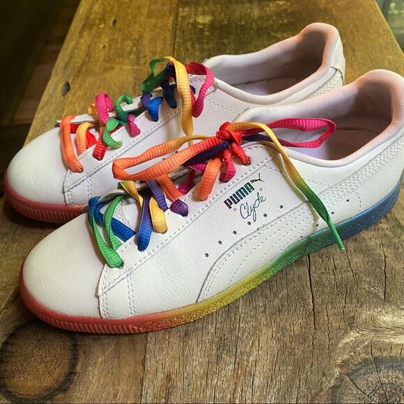 Puma Clyde Pride Shoes Mens sz 6 Rainbow Casual Sneakers LGBTQ 365742-01 - Picture 9 of 13